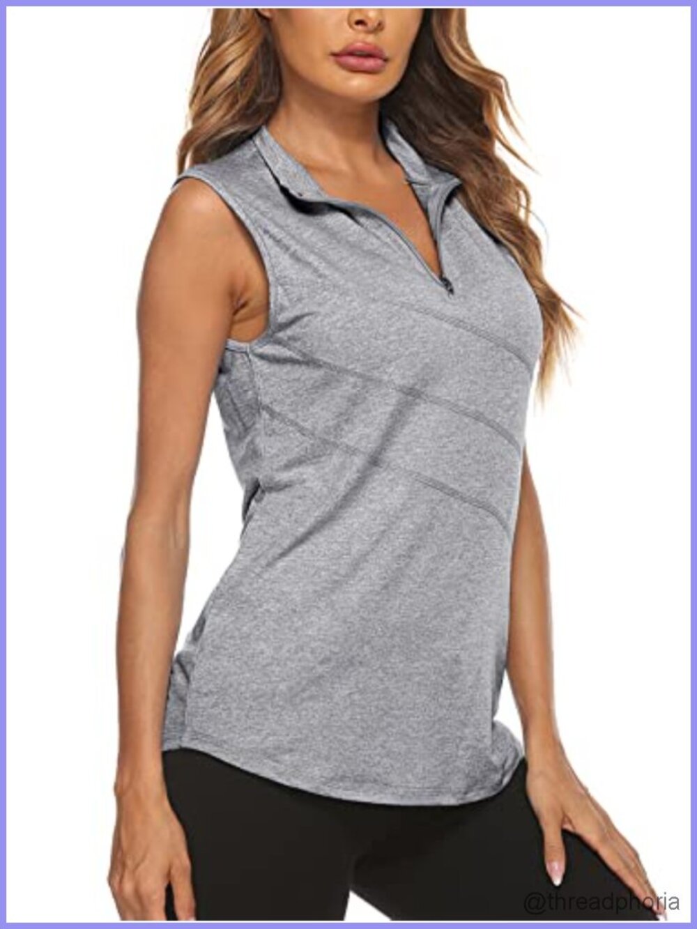 Sleeveless Golf Polo Zip Up Athletic Tank Top Moisture Wicking Dry Fit Women